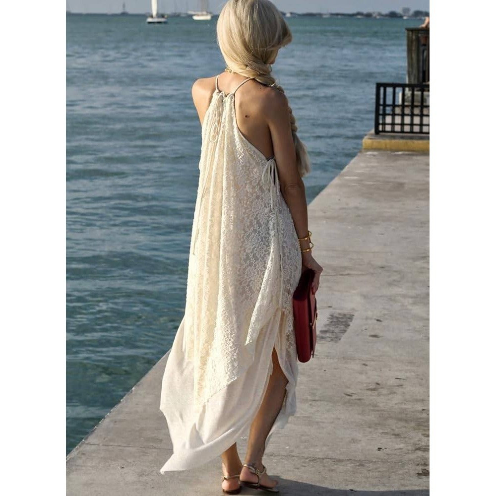 NWT Free People Olympia Lace Maxi Dress‎ Ivory White L - Picture 12 of 13
